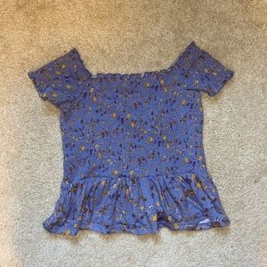 Off the Shoulder Periwinkle Peplum Top
